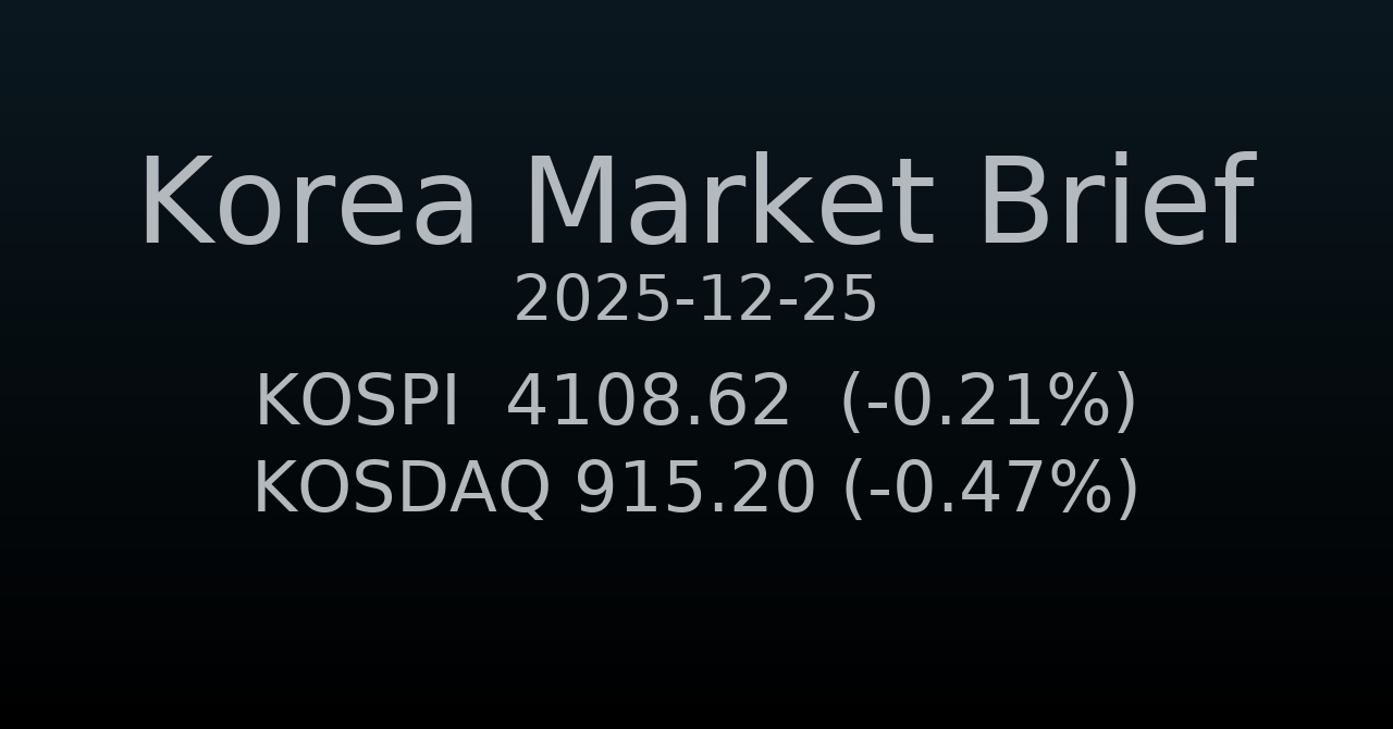 국내 증시 요약 (2025-12-25)
