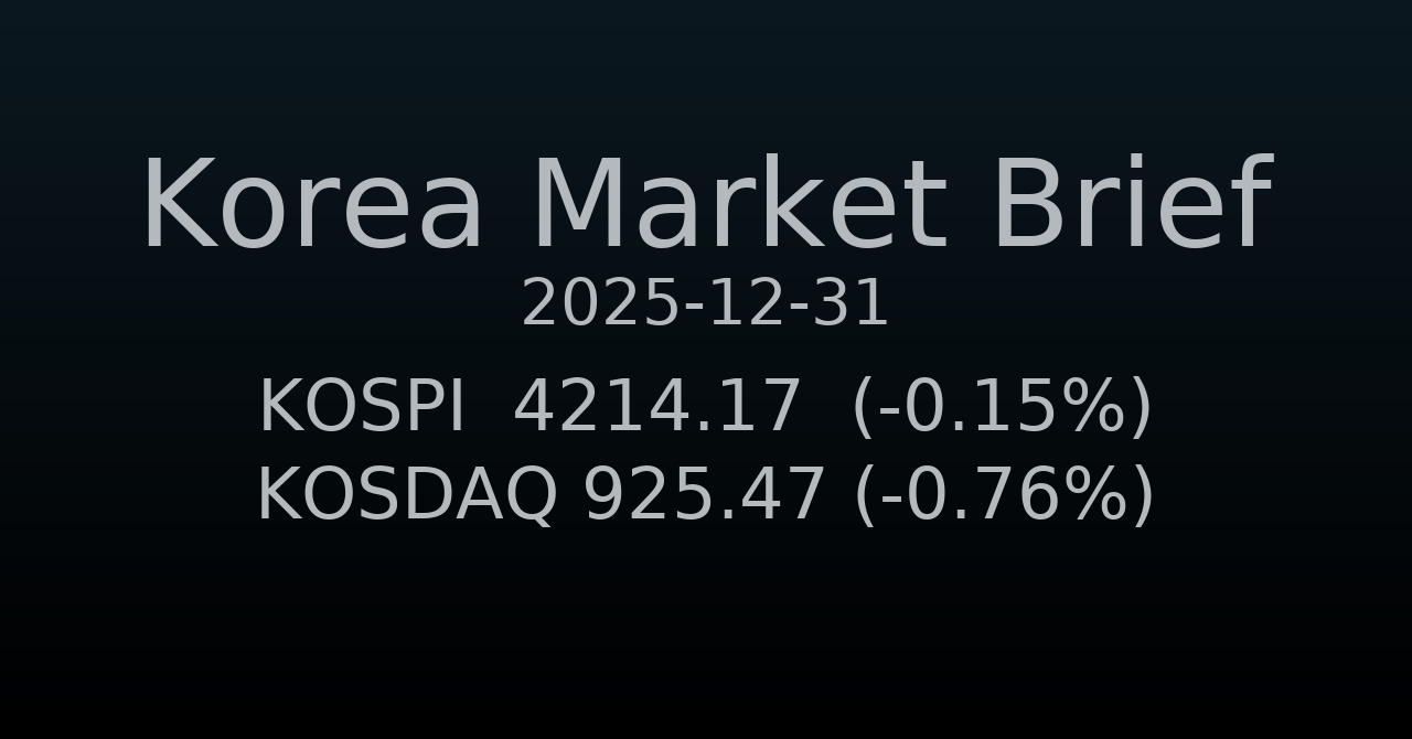 국내 증시 요약 (2025-12-31)